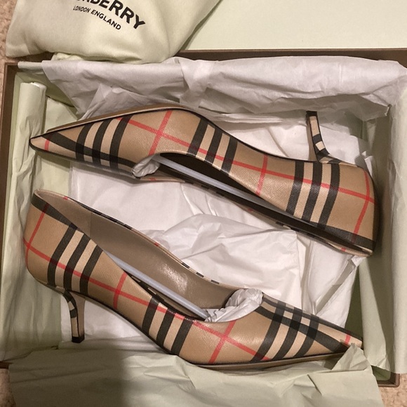 Vintage Check Leather Point-toe Pumps - Picture 4 of 4